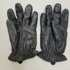 Women's Black Leather Cashmere Lined Soft Gloves Size M